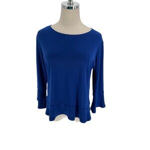 Simpli Top Women's Size 12 Blue Long Sleeve Round Neck